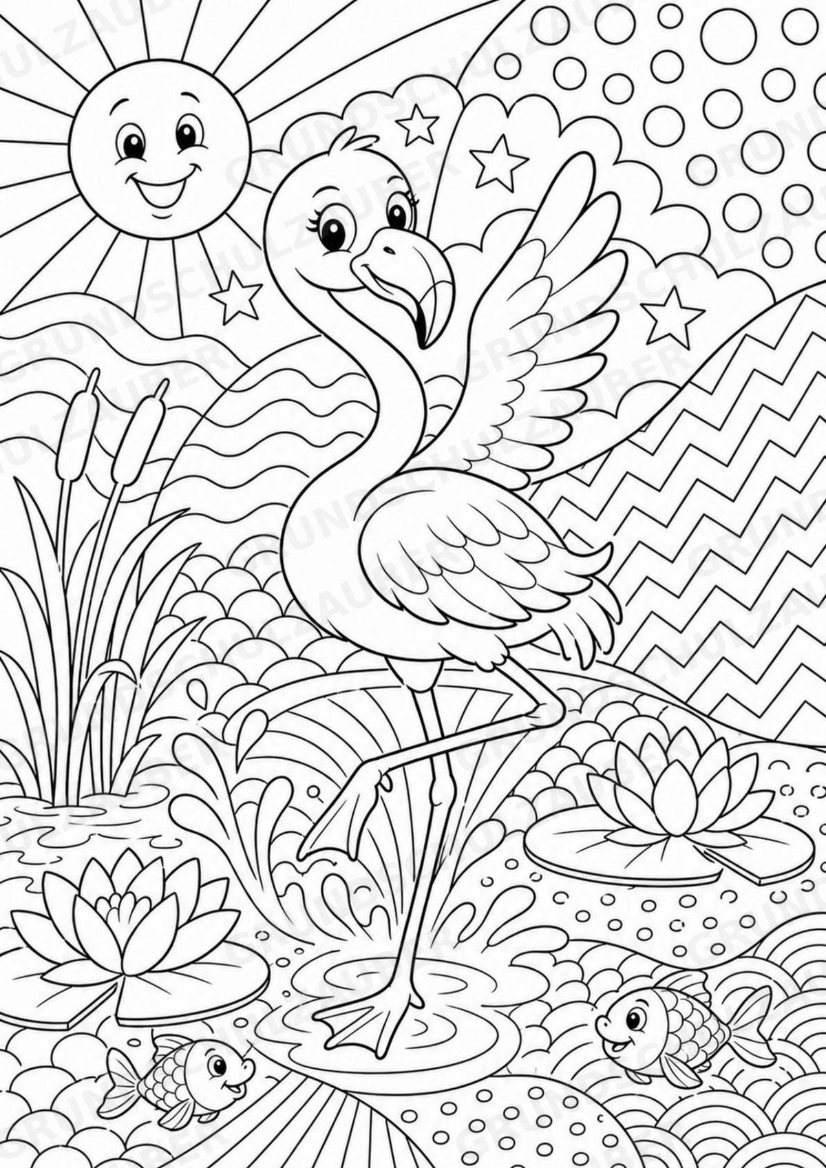 Flamingo POP Art Ausmalbilder 15 Malvorlagen – Materialseite 2