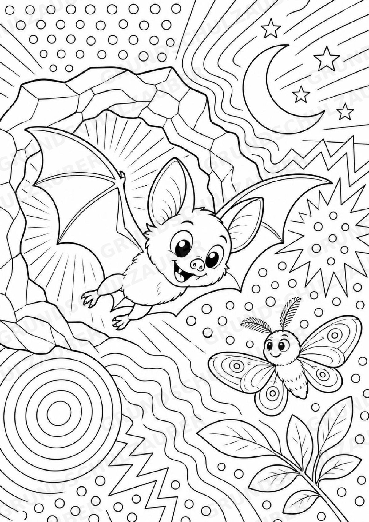 Fledermaus POP Art Ausmalbilder 15 Malvorlagen – Materialseite 2
