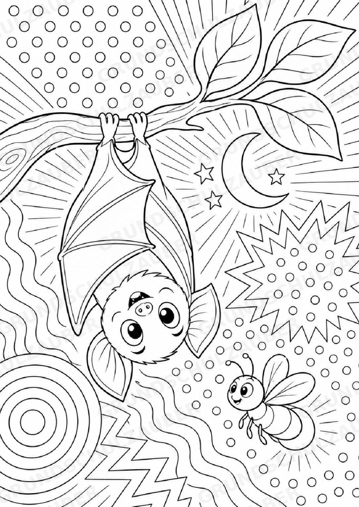 Fledermaus POP Art Ausmalbilder 15 Malvorlagen – Materialseite 3