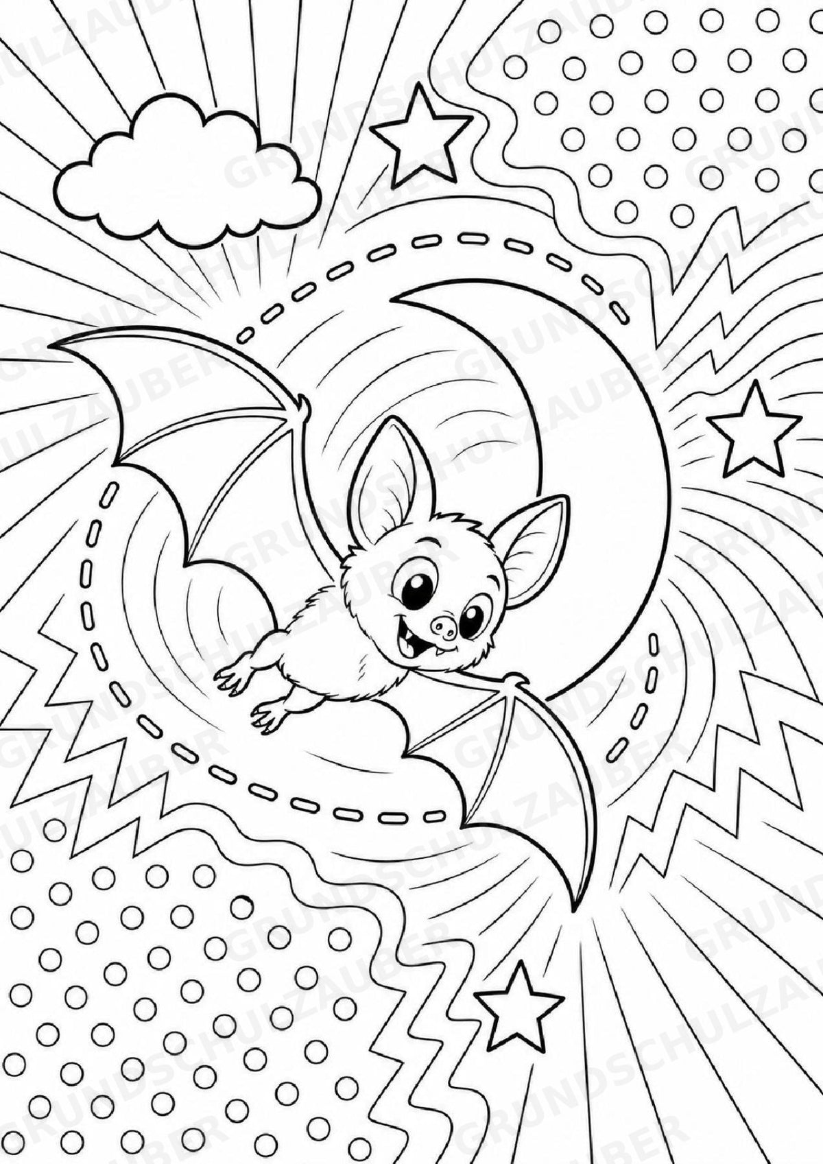 Fledermaus POP Art Ausmalbilder 15 Malvorlagen – Materialseite 15