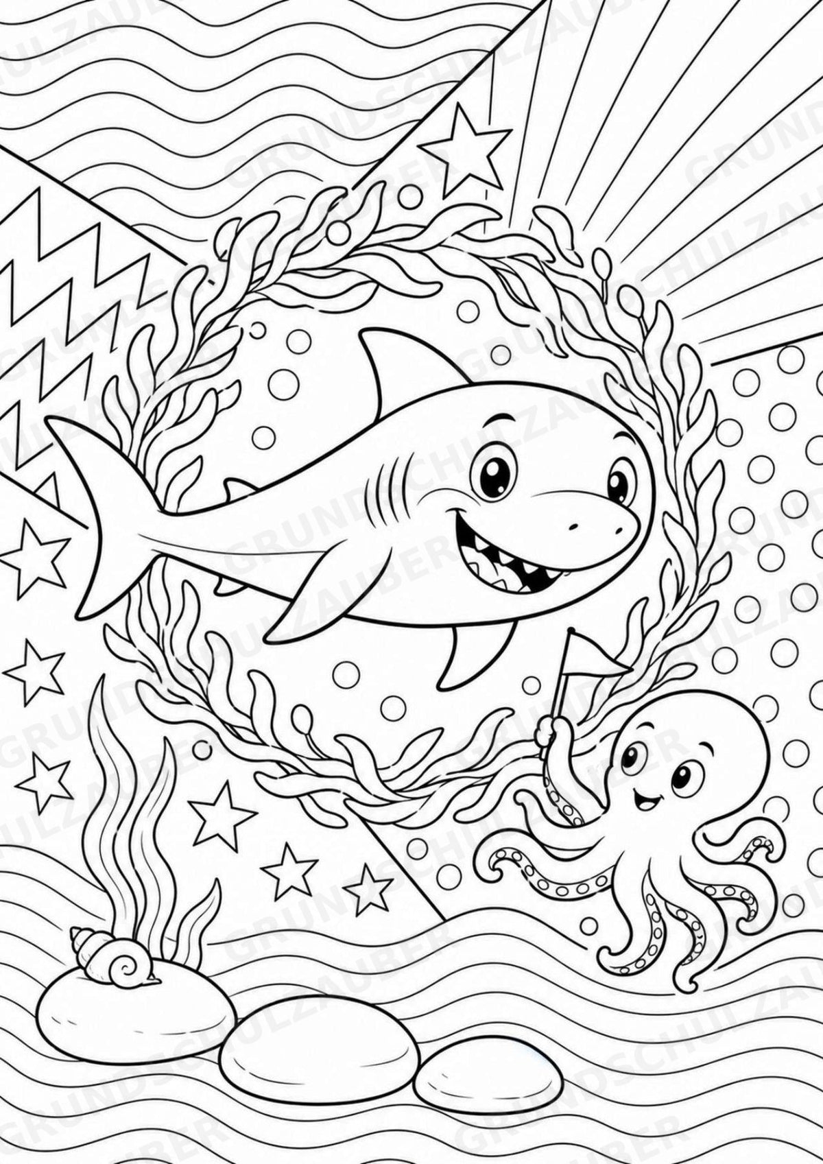Hai POP Art Ausmalbilder 15 Malvorlagen – Materialseite 8