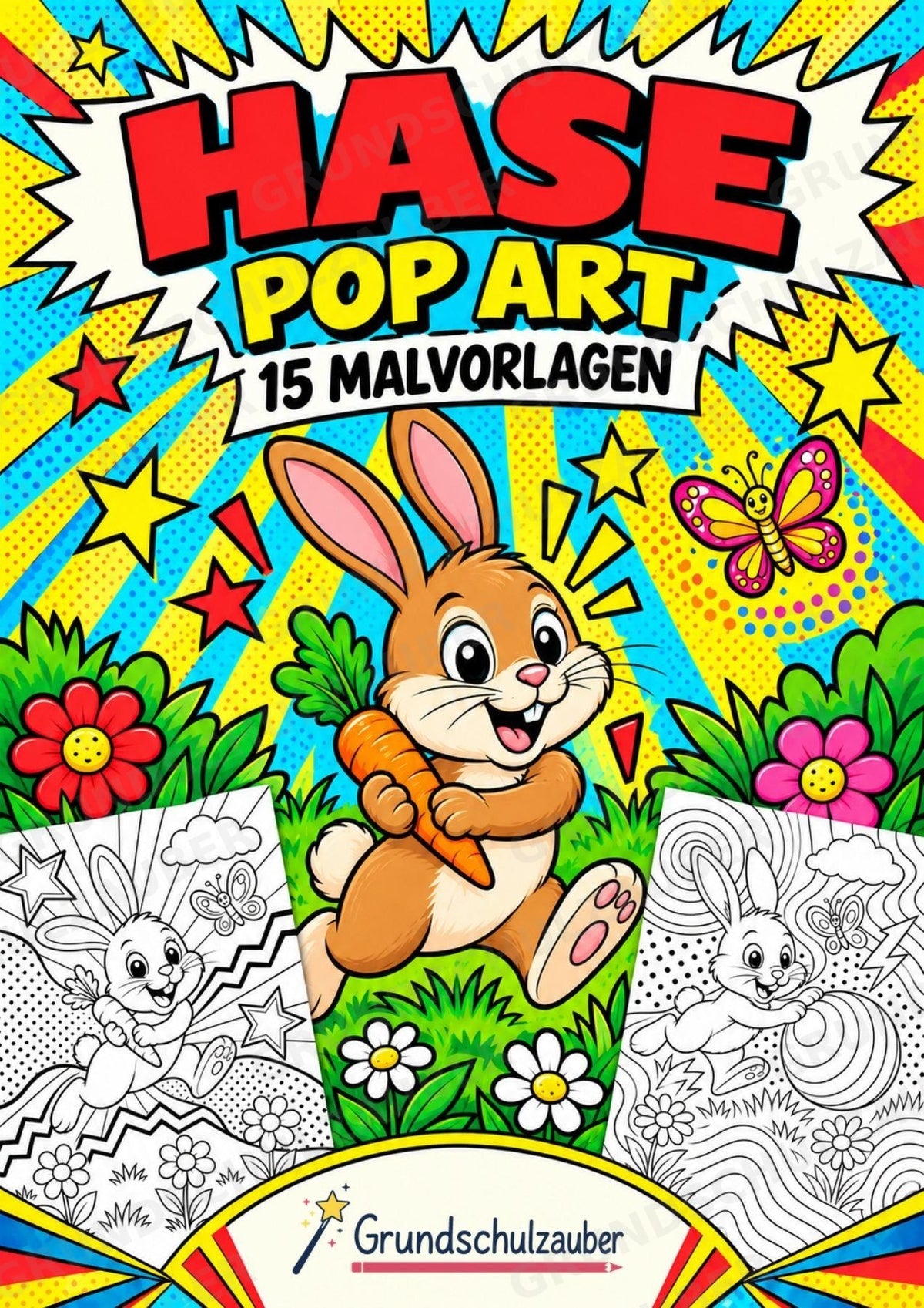 Hase POP Art Ausmalbilder 15 Malvorlagen – Cover