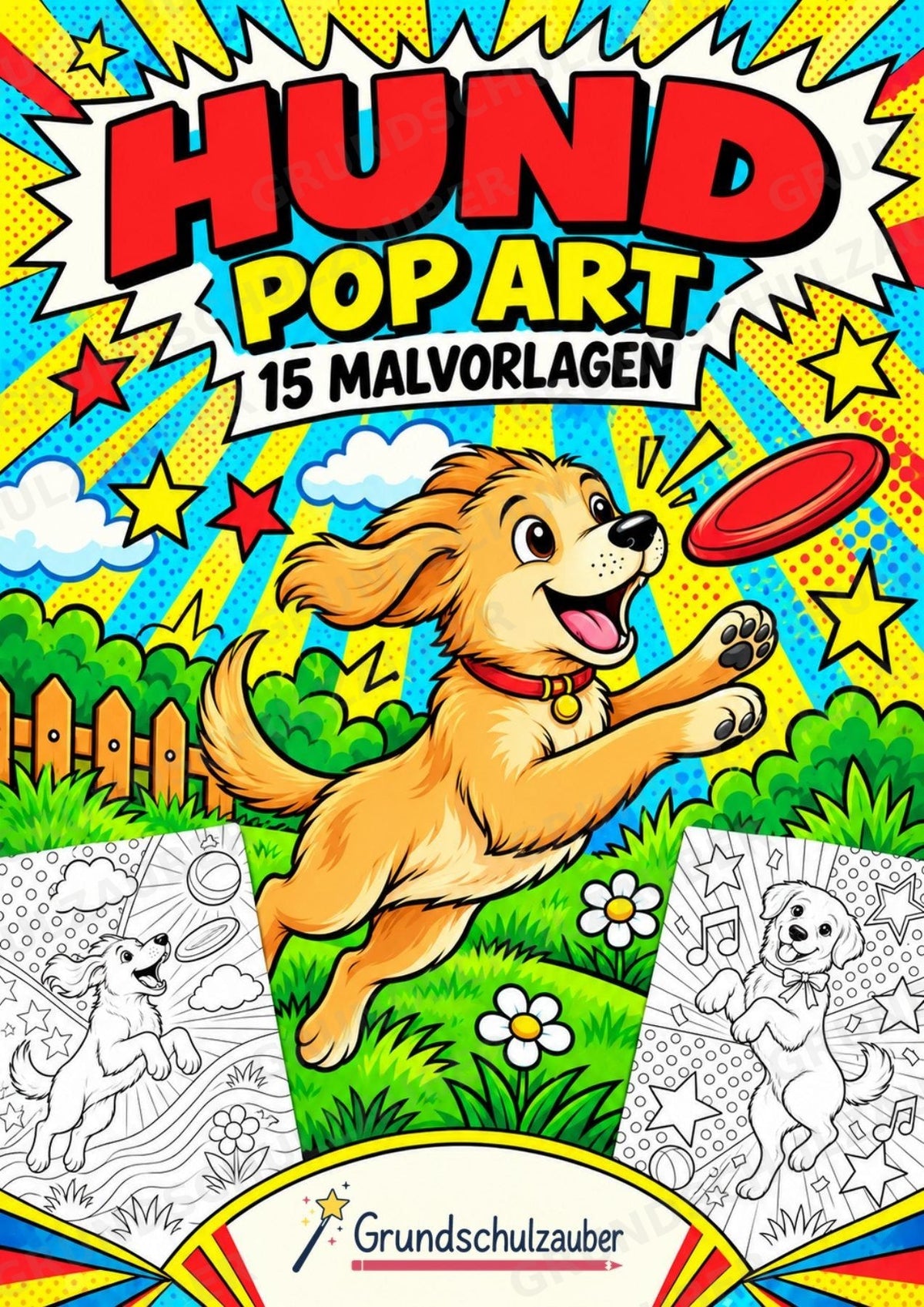 Hund POP Art Ausmalbilder 15 Malvorlagen – Cover