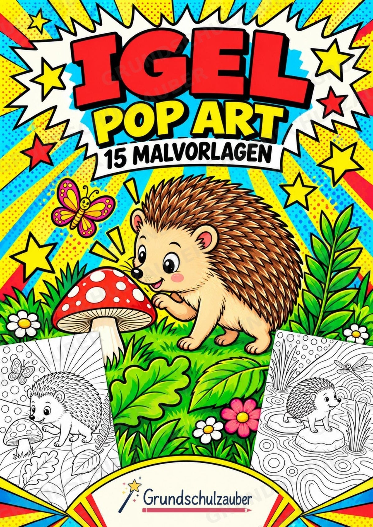 Igel POP Art Ausmalbilder 15 Malvorlagen – Cover