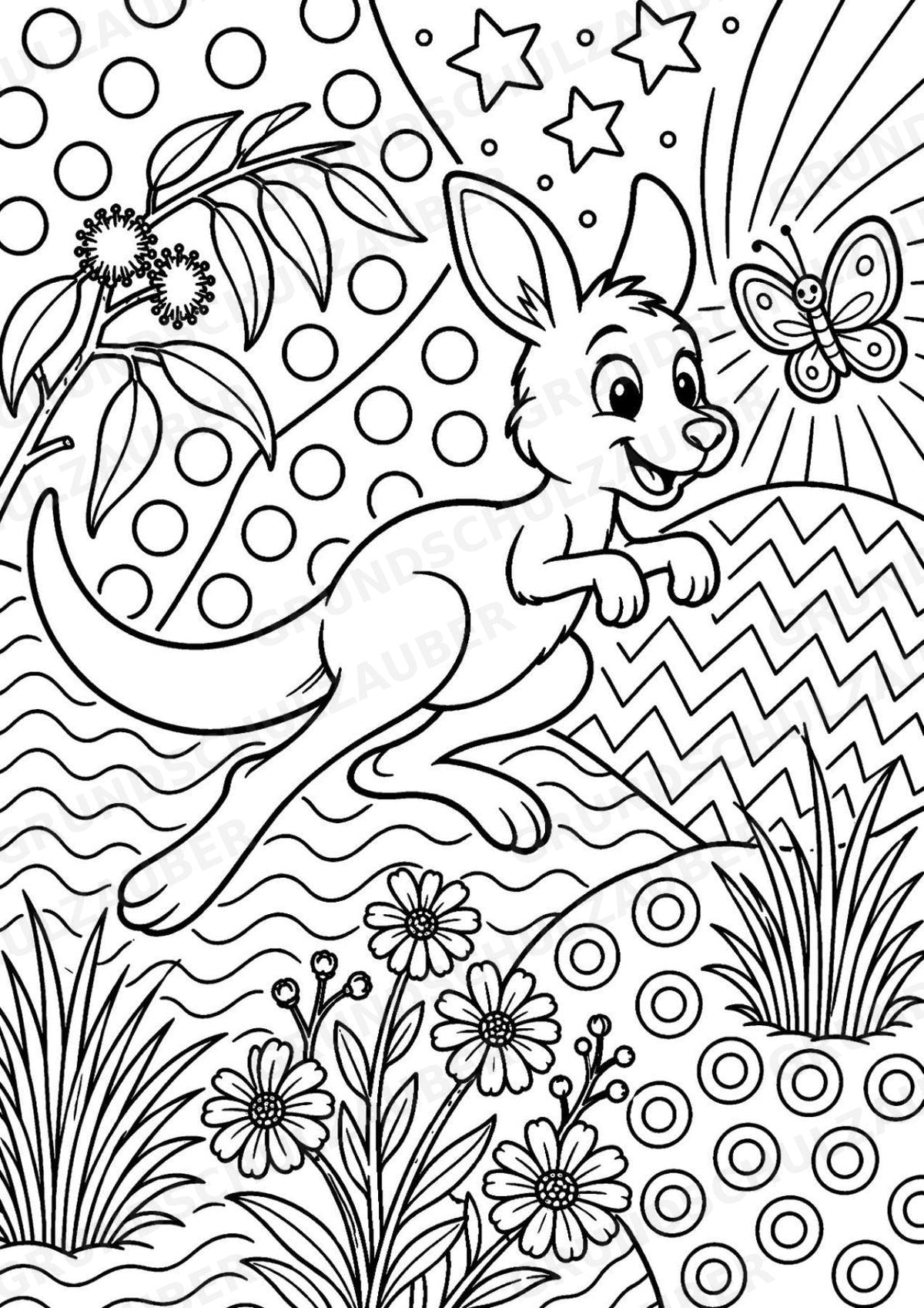 Känguru POP Art Ausmalbilder 15 Malvorlagen – Materialseite 2