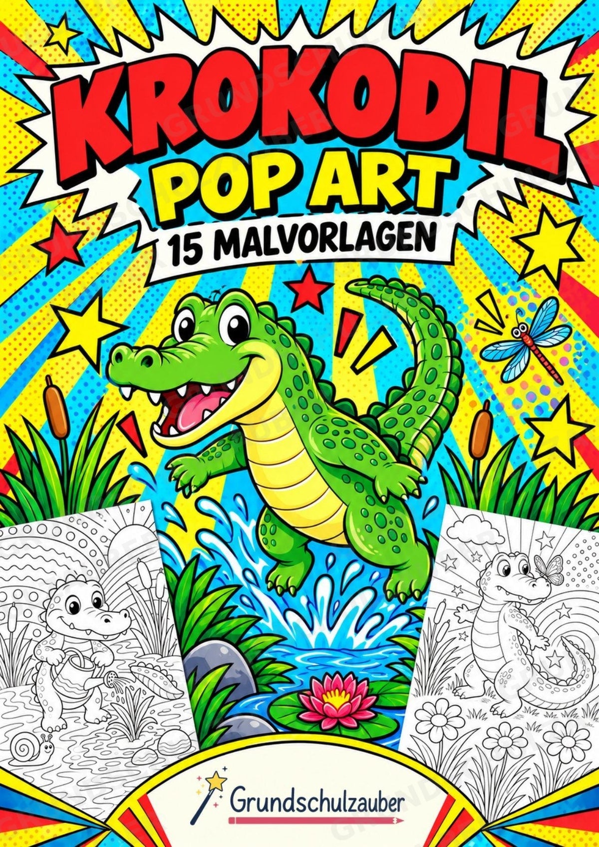 Krokodil POP Art Ausmalbilder 15 Malvorlagen – Cover