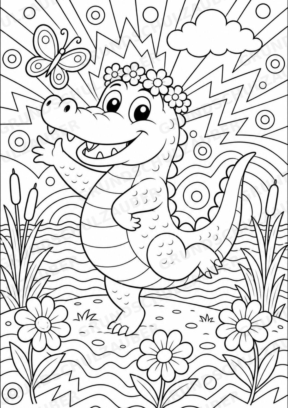 Krokodil POP Art Ausmalbilder 15 Malvorlagen – Materialseite 4