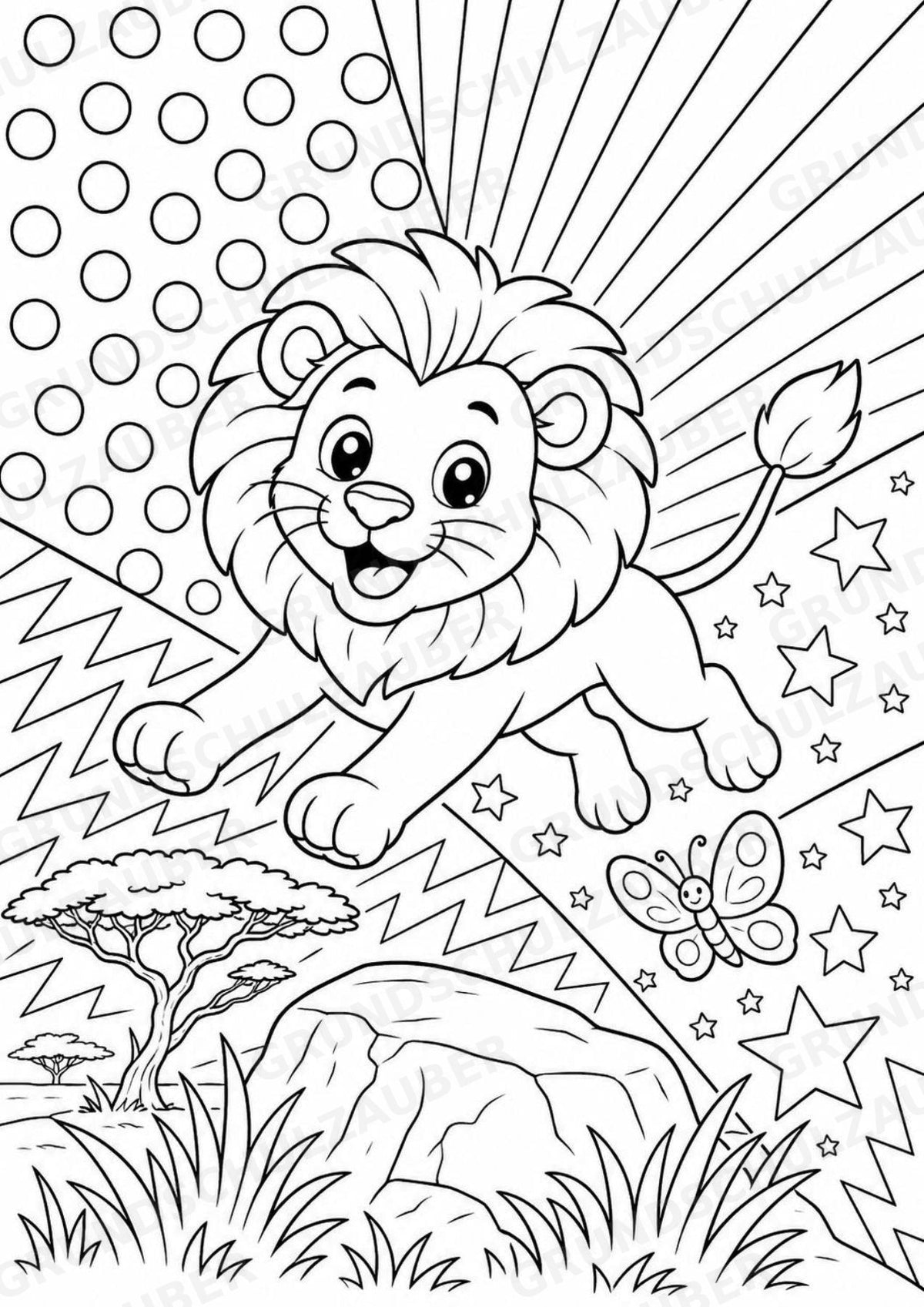 Löwe POP Art Ausmalbilder 15 Malvorlagen – Materialseite 2