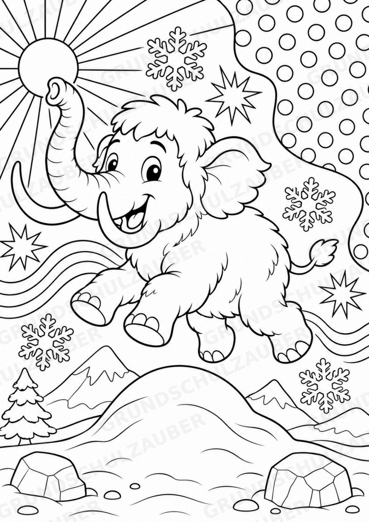 Mammut POP Art Ausmalbilder 15 Malvorlagen – Materialseite 2