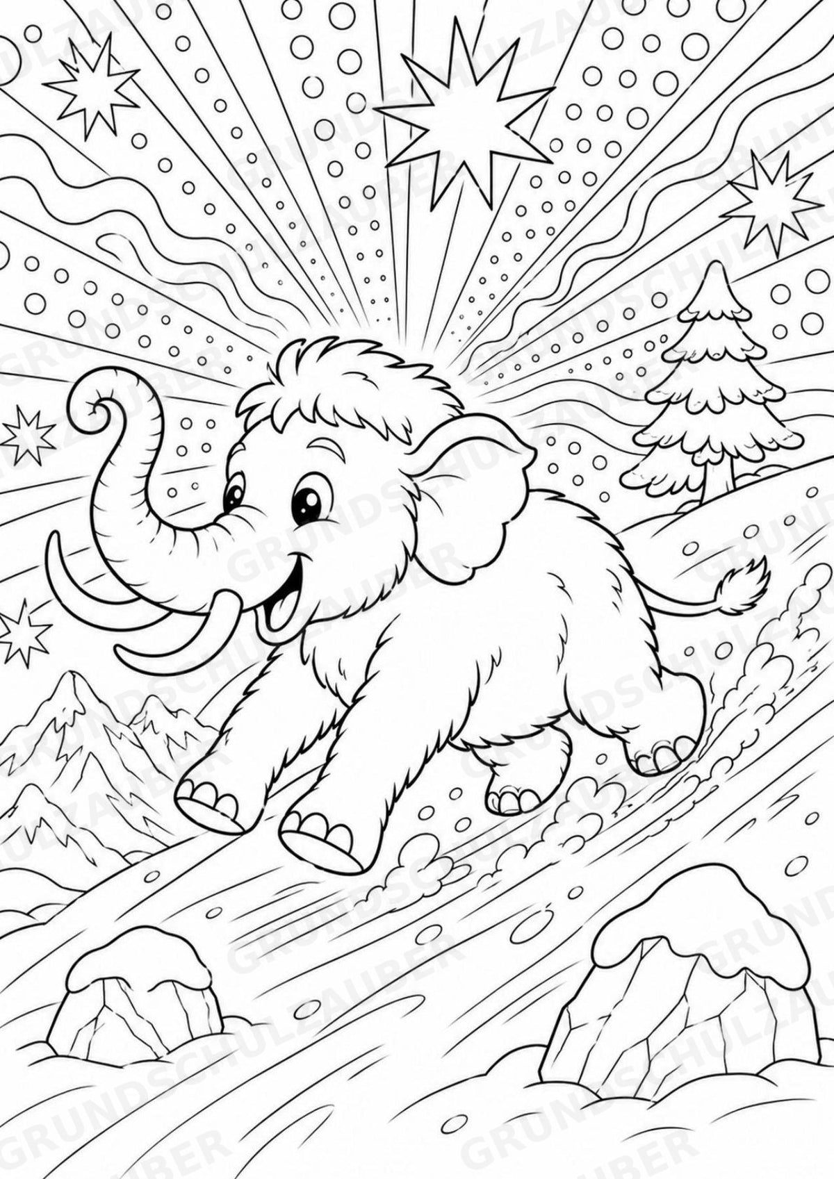 Mammut POP Art Ausmalbilder 15 Malvorlagen – Materialseite 5
