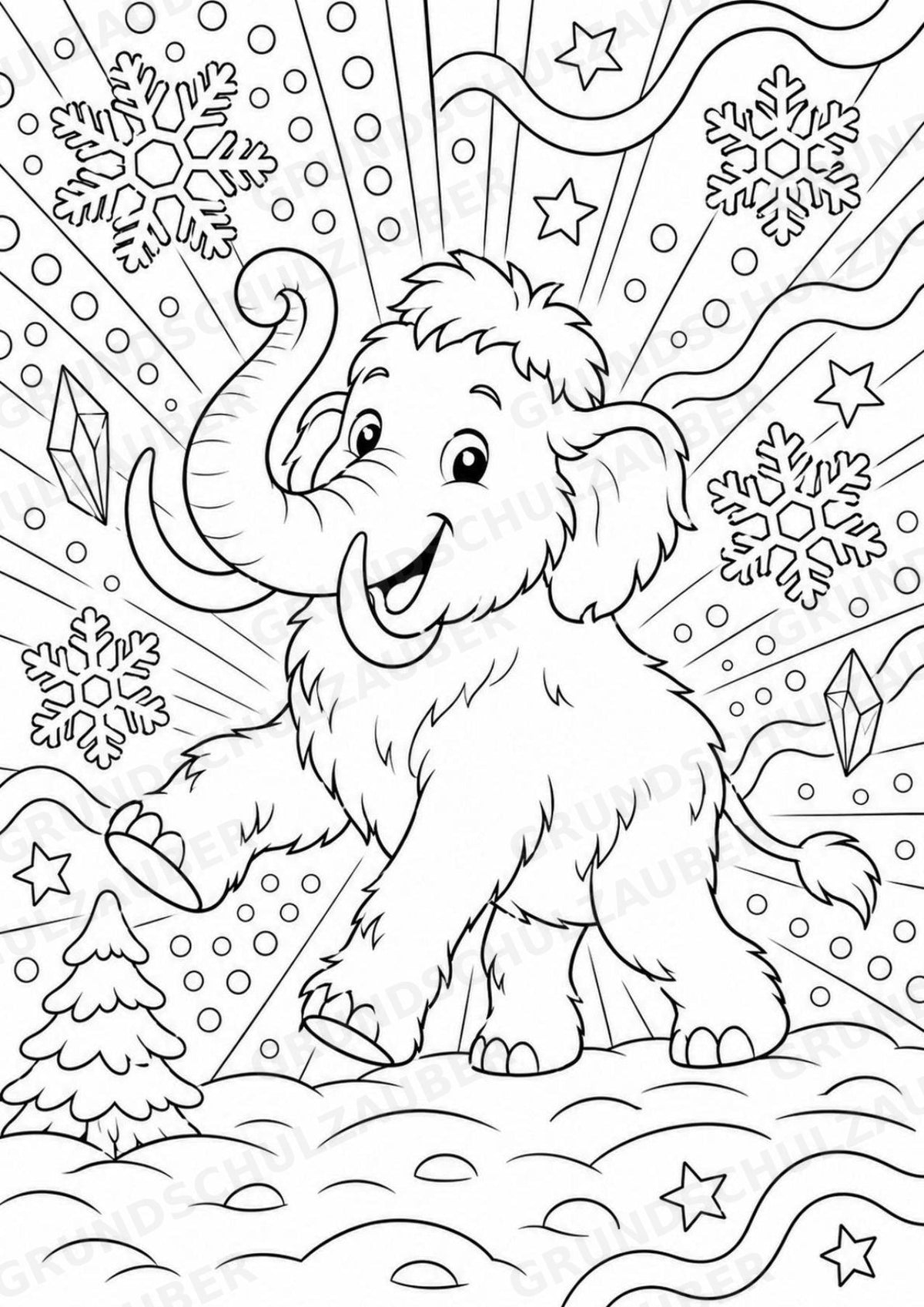 Mammut POP Art Ausmalbilder 15 Malvorlagen – Materialseite 7