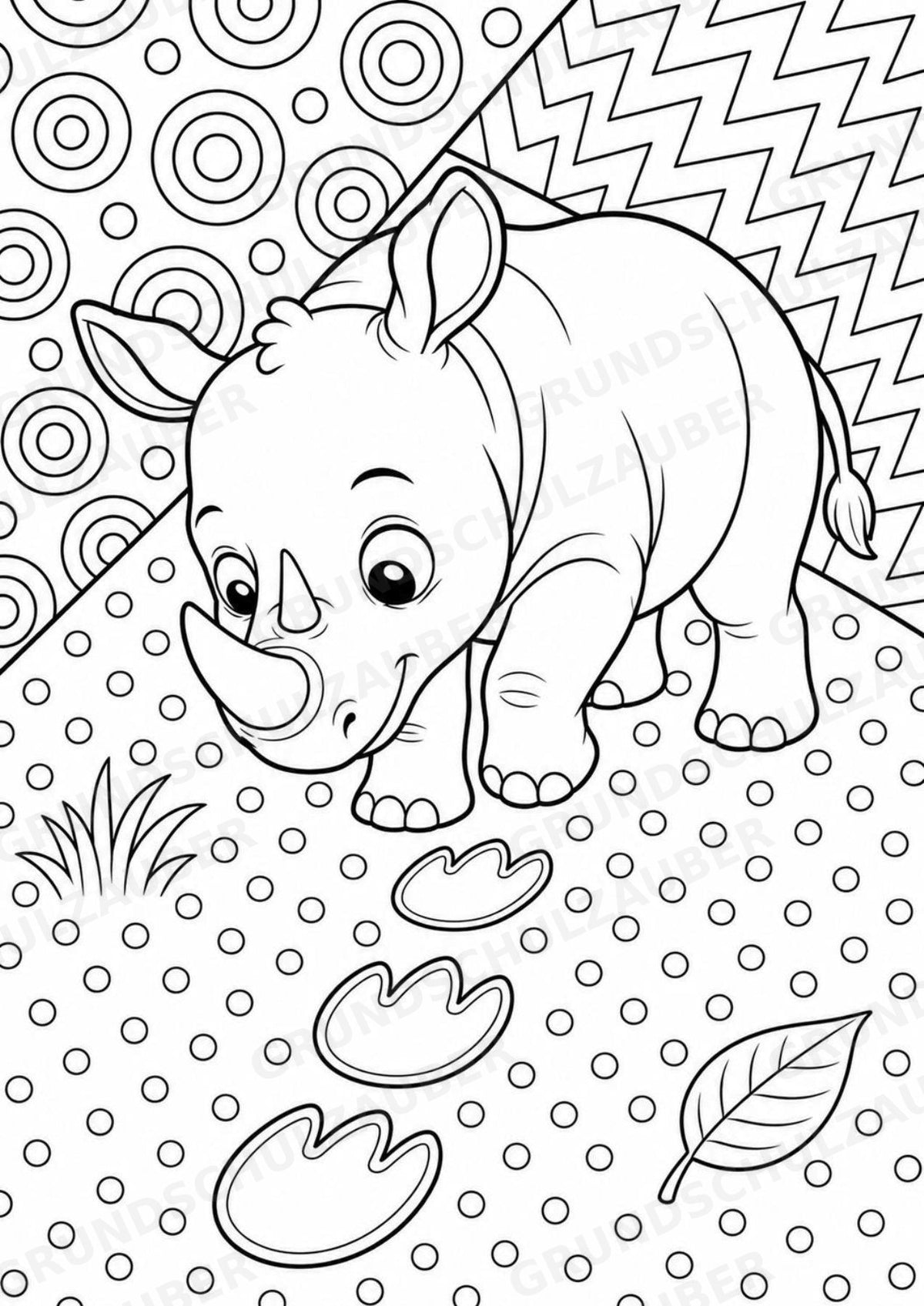 Nashorn POP Art Ausmalbilder 15 Malvorlagen – Materialseite 11