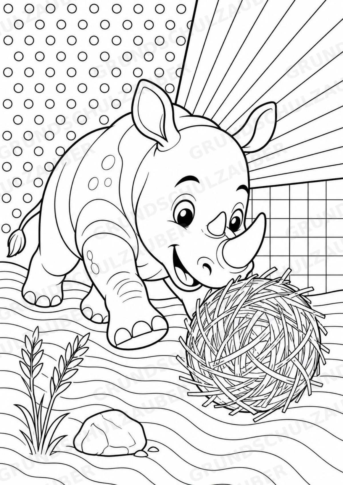 Nashorn POP Art Ausmalbilder 15 Malvorlagen – Materialseite 12