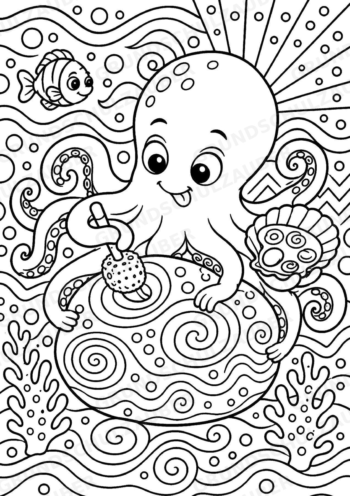 Oktopus POP Art Ausmalbilder 15 Malvorlagen – Materialseite 4