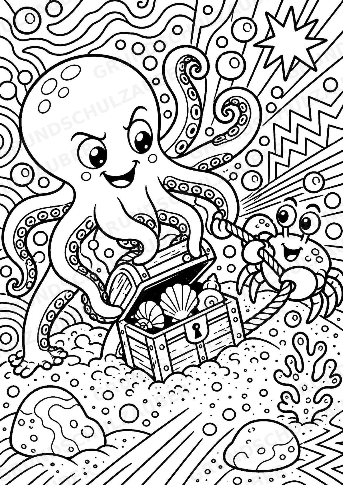 Oktopus POP Art Ausmalbilder 15 Malvorlagen – Materialseite 6