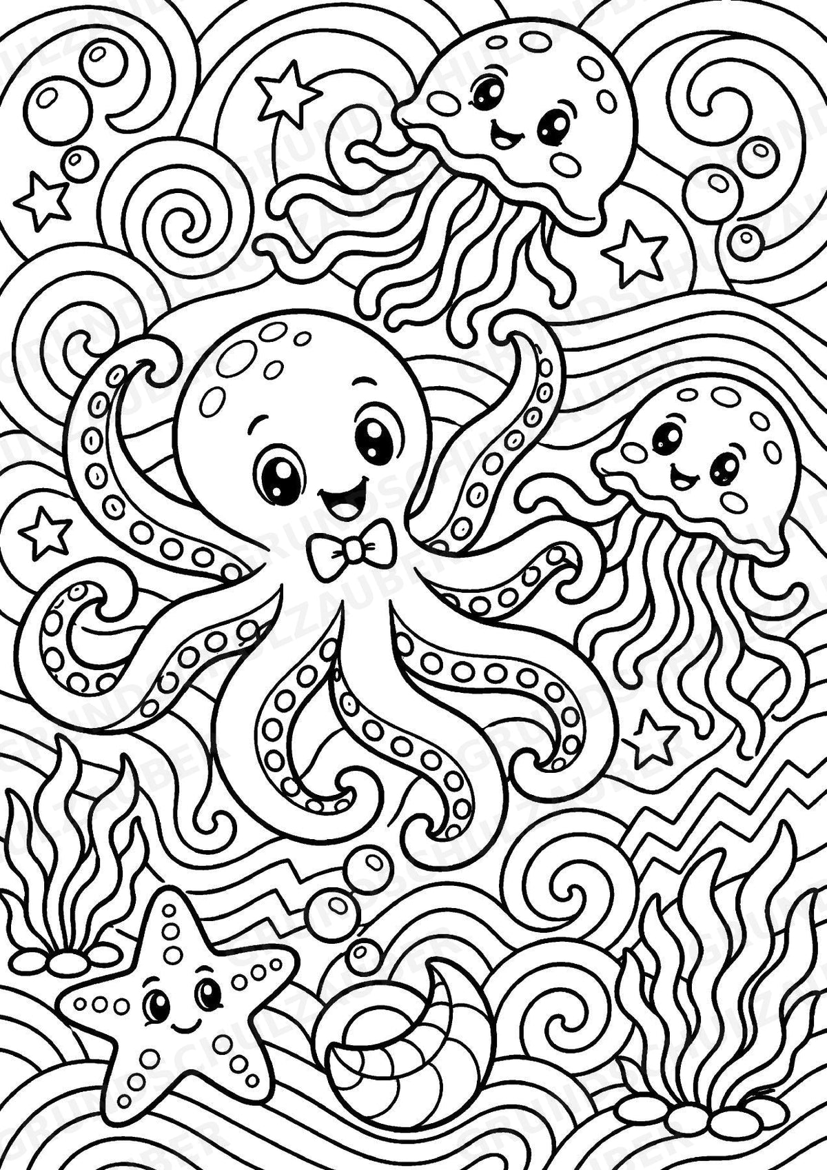 Oktopus POP Art Ausmalbilder 15 Malvorlagen – Materialseite 8