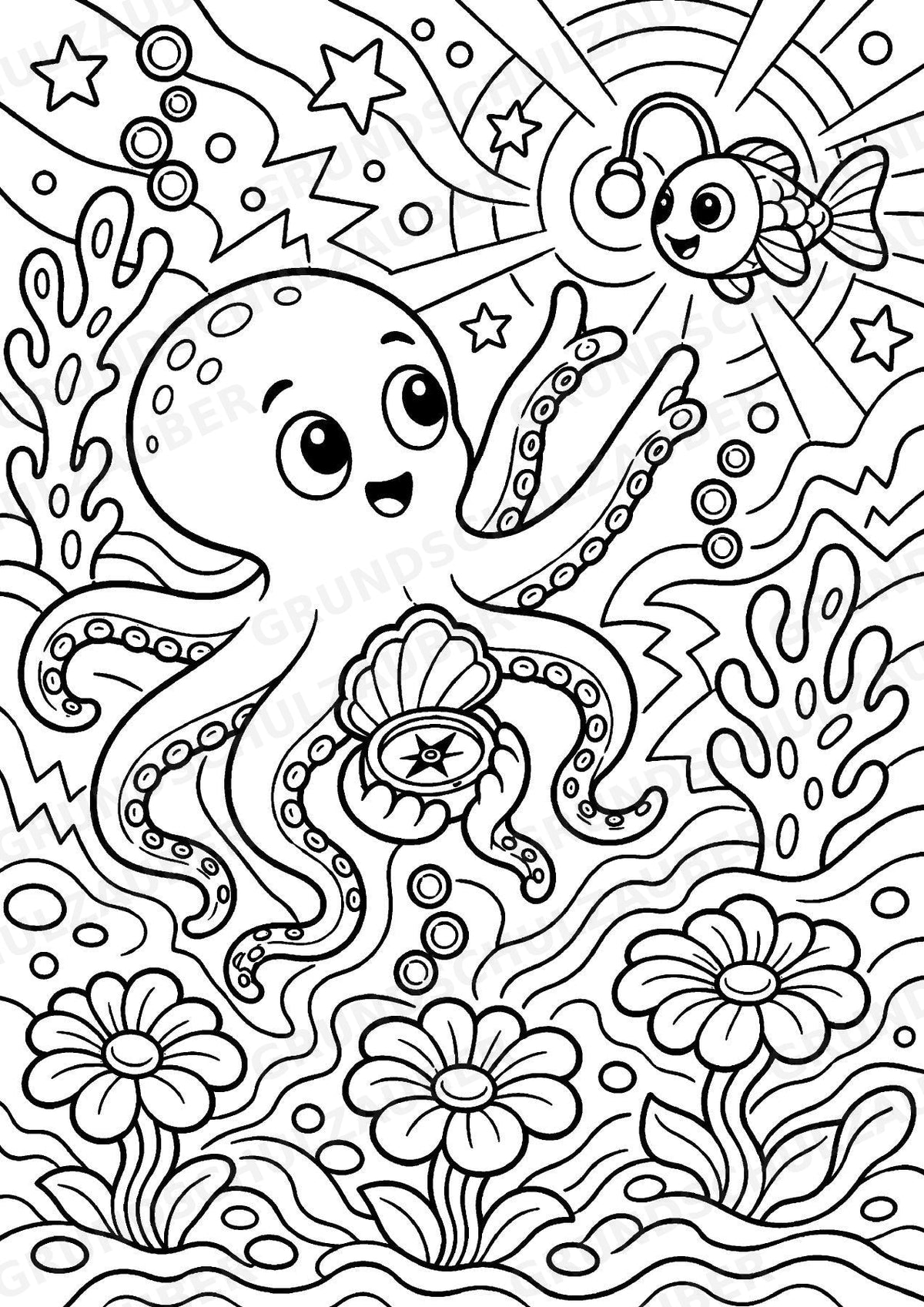 Oktopus POP Art Ausmalbilder 15 Malvorlagen – Materialseite 15