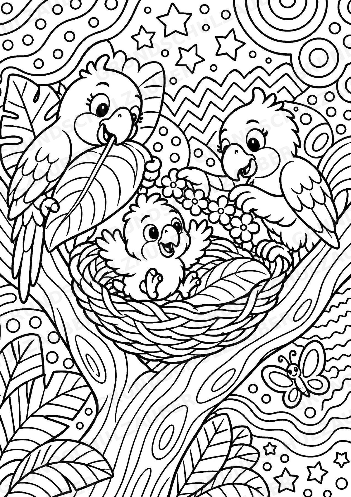 Papagei POP Art Ausmalbilder 15 Malvorlagen – Materialseite 6