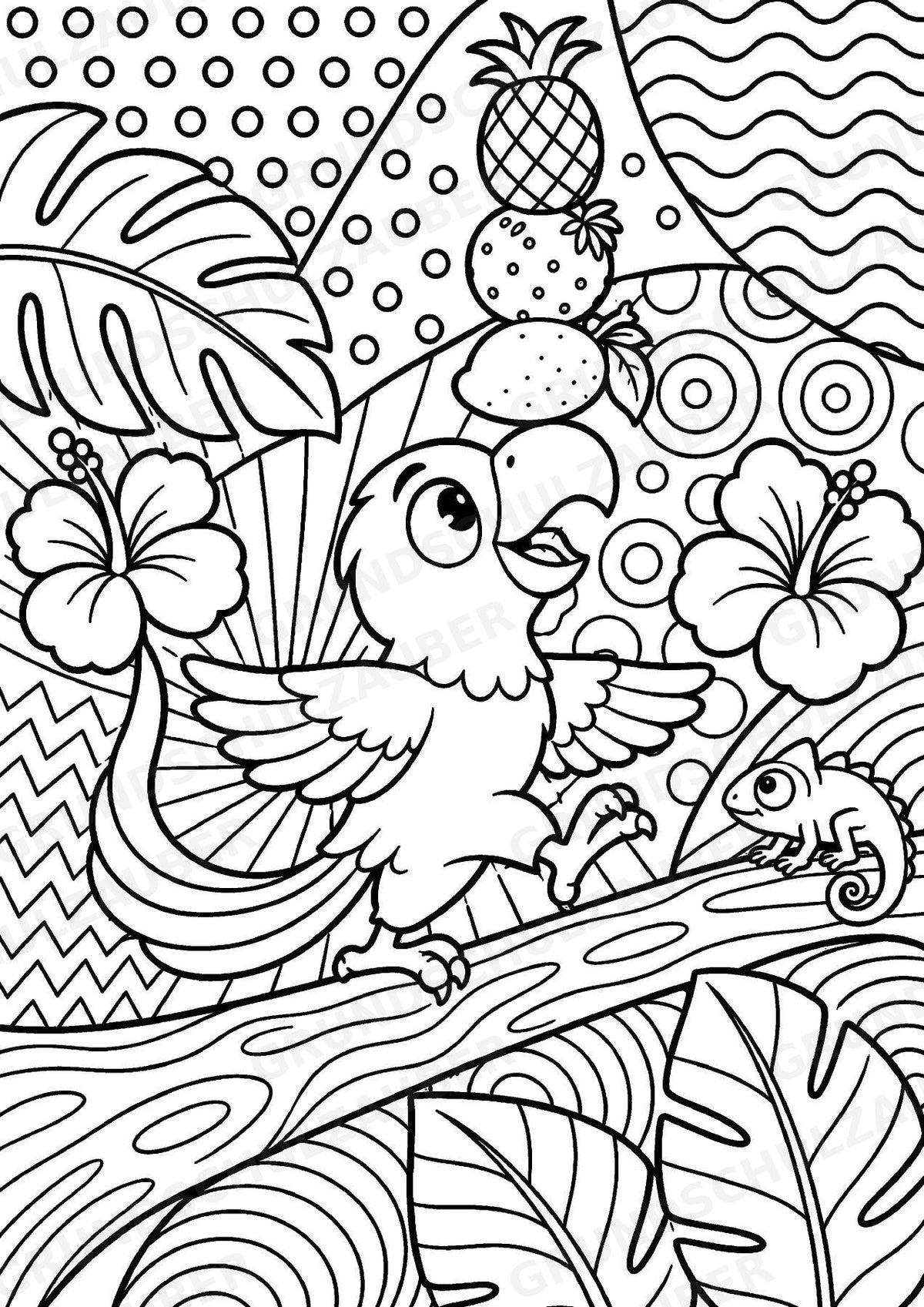Papagei POP Art Ausmalbilder 15 Malvorlagen – Materialseite 14