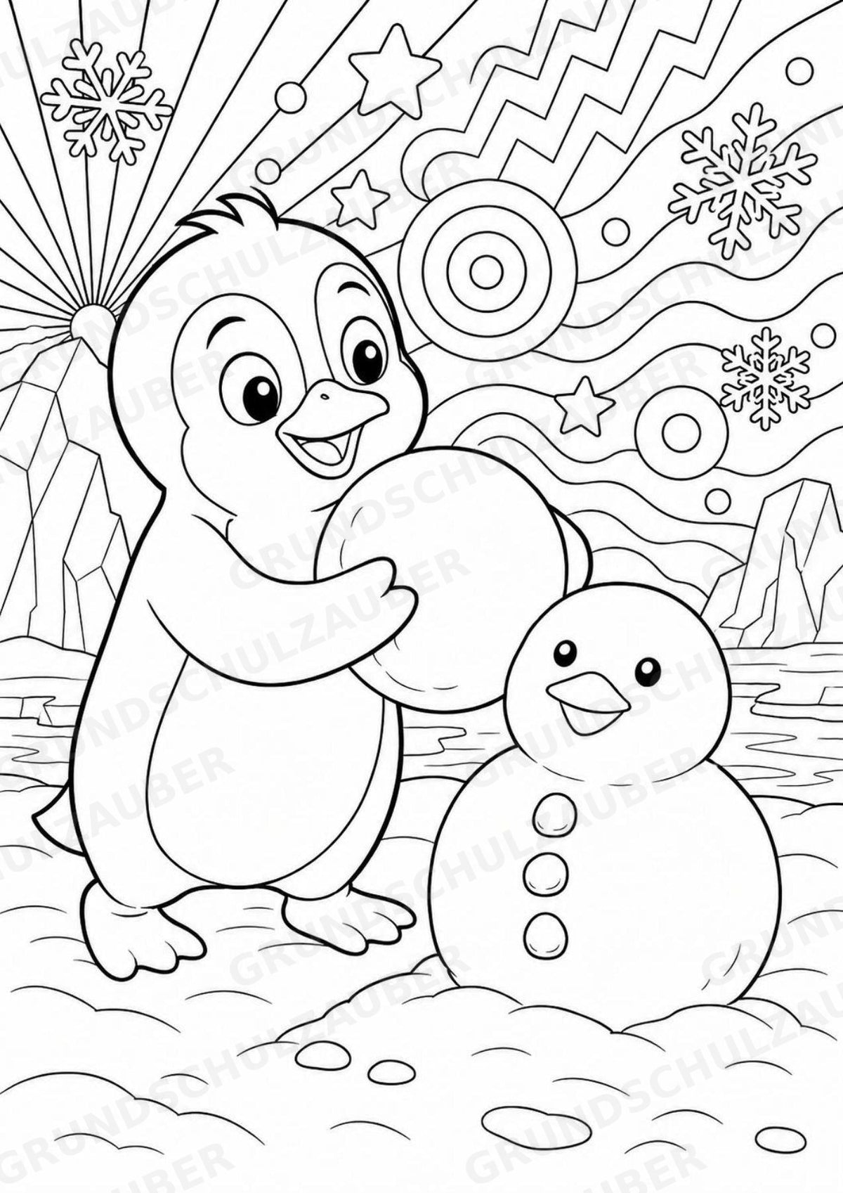 Pinguin POP Art Ausmalbilder 15 Malvorlagen – Materialseite 6