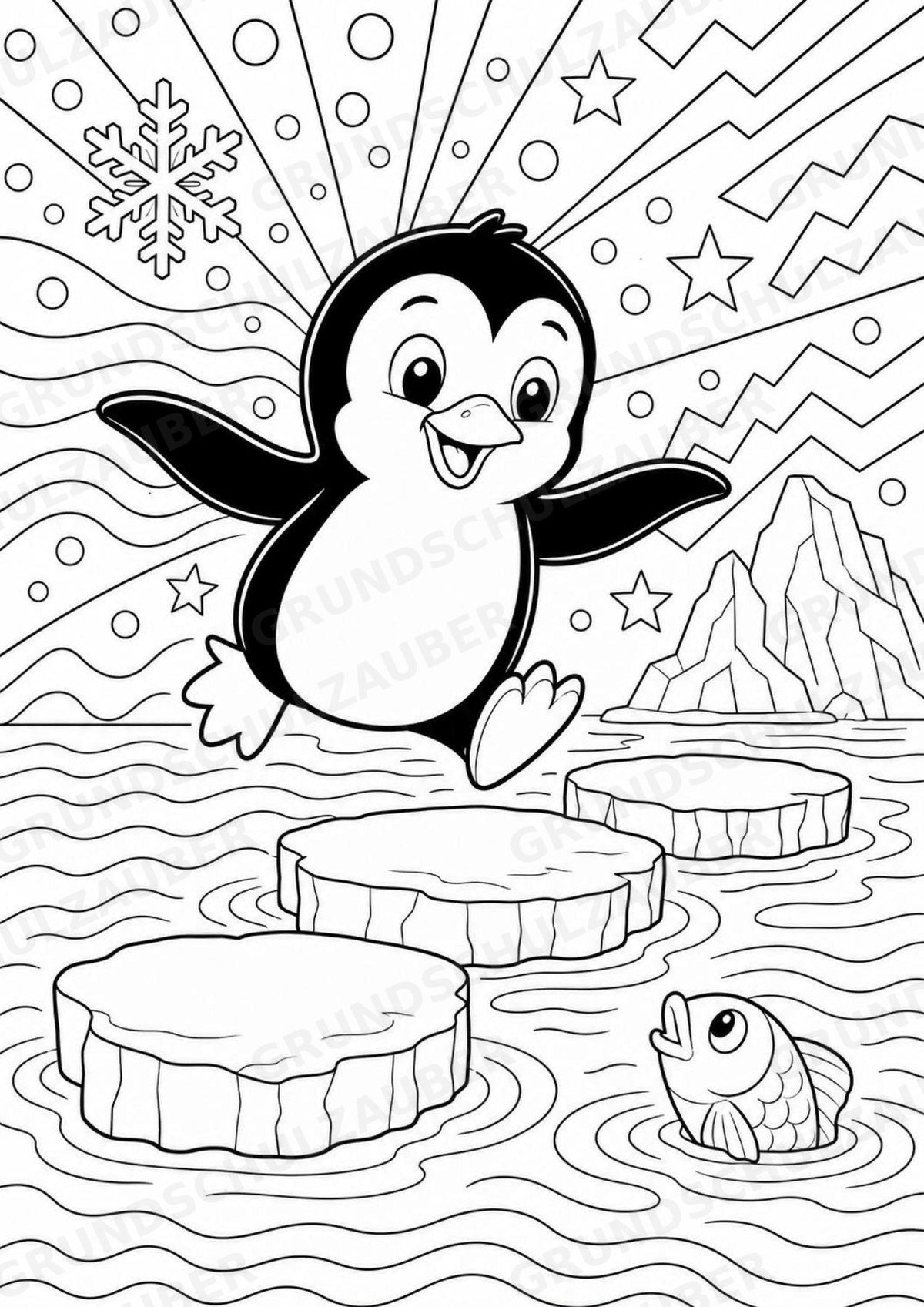 Pinguin POP Art Ausmalbilder 15 Malvorlagen – Materialseite 16