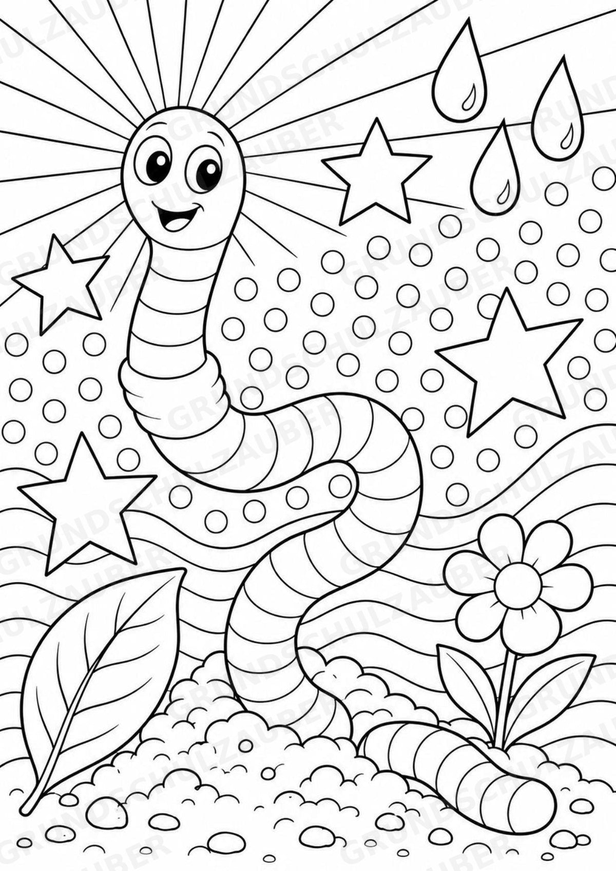 Regenwürmer POP Art Ausmalbilder 15 Malvorlagen – Materialseite 2