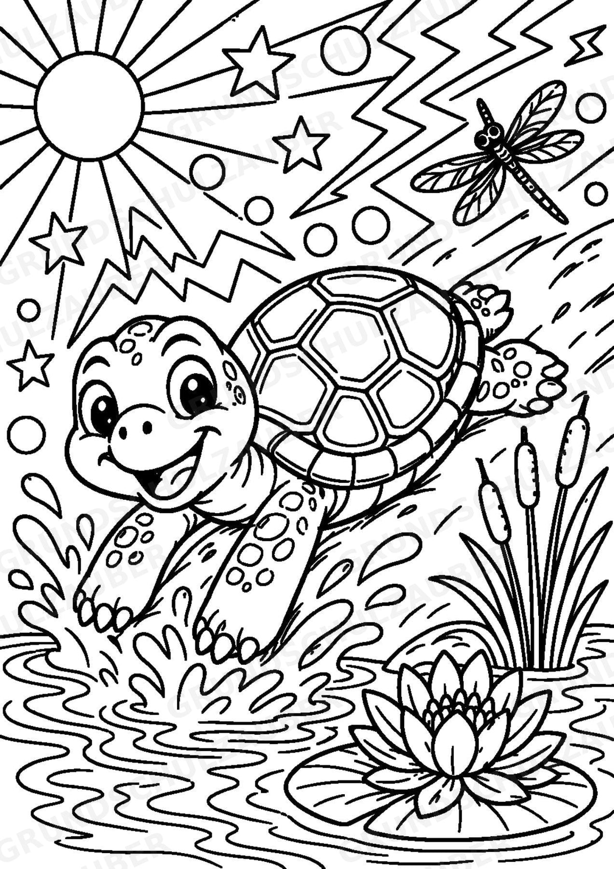 Schildkröte POP Art Ausmalbilder 15 Malvorlagen – Materialseite 2