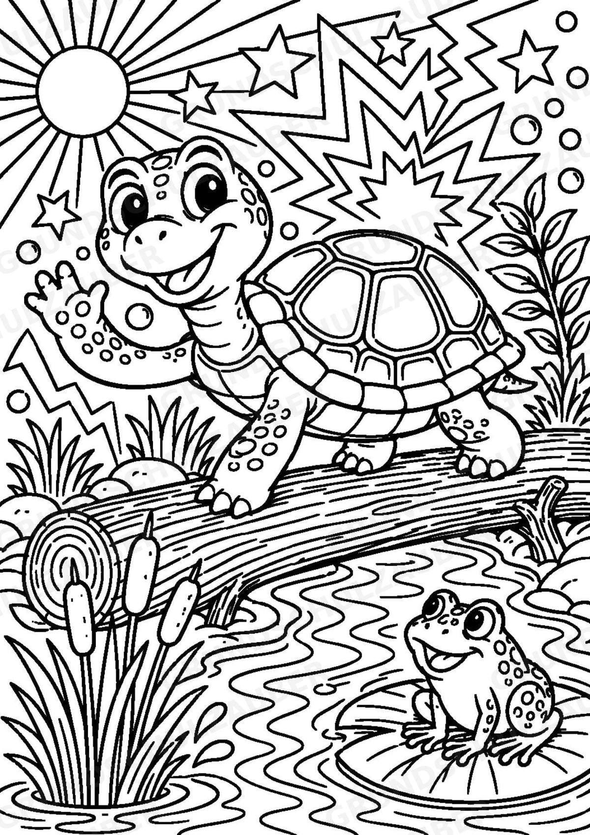 Schildkröte POP Art Ausmalbilder 15 Malvorlagen – Materialseite 6
