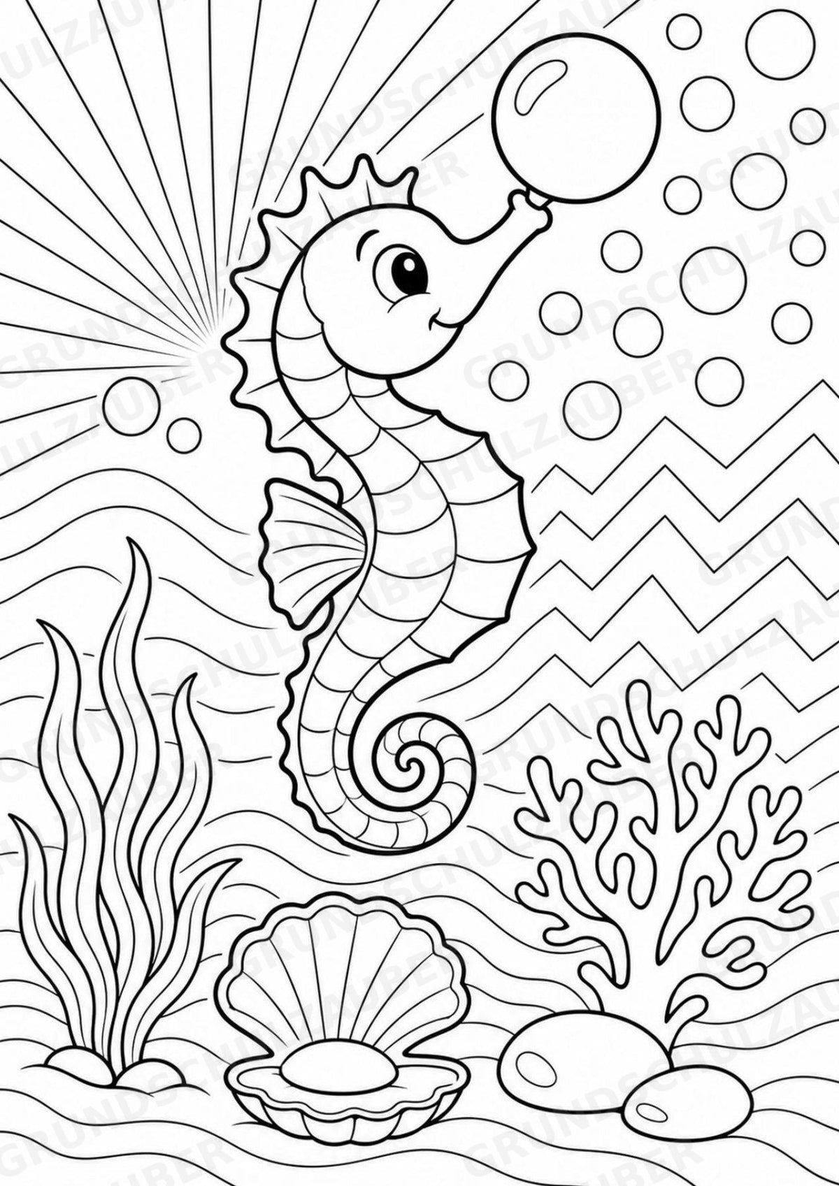 Seepferdchen POP Art Ausmalbilder 15 Malvorlagen – Materialseite 2