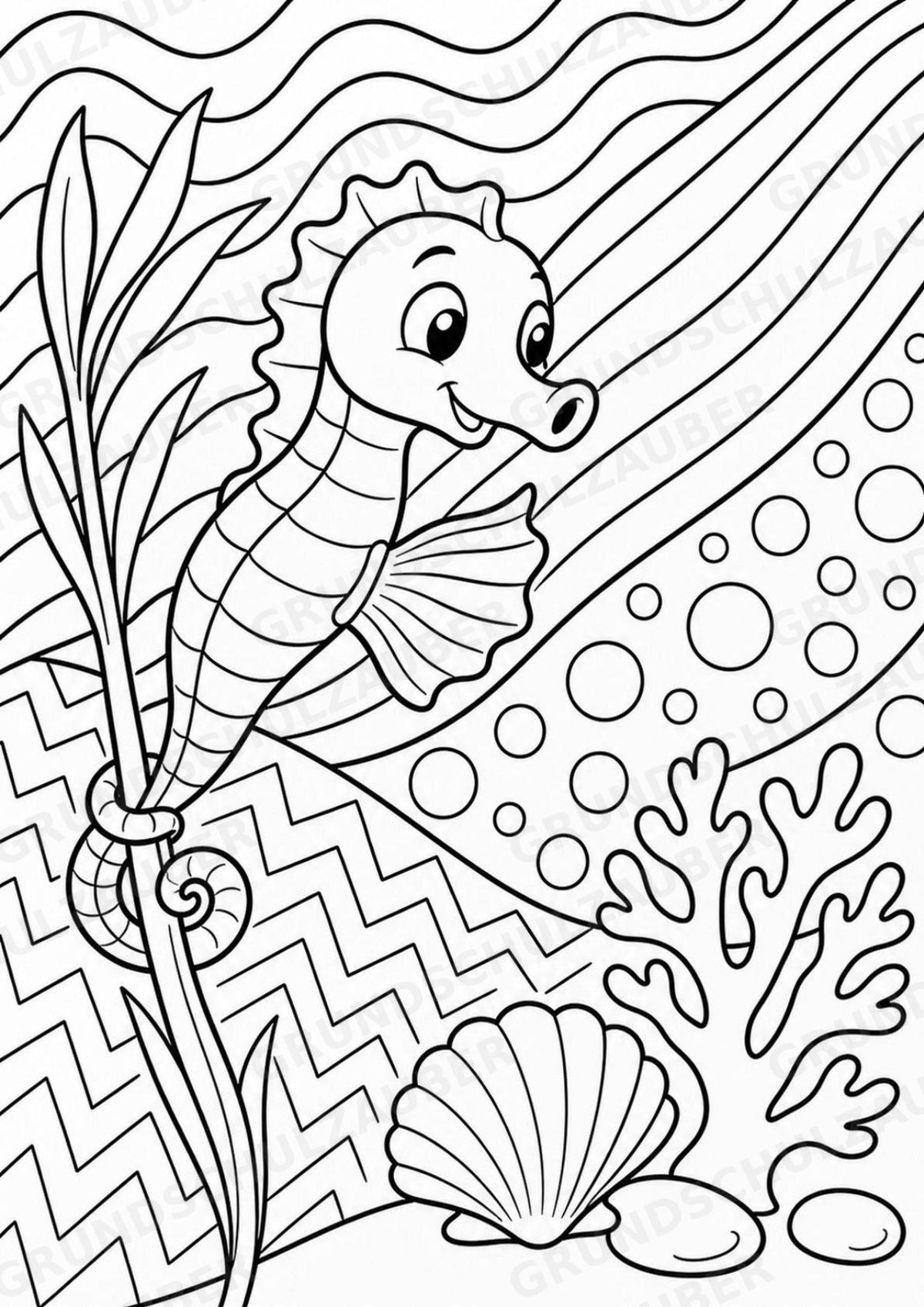 Seepferdchen POP Art Ausmalbilder 15 Malvorlagen – Materialseite 14