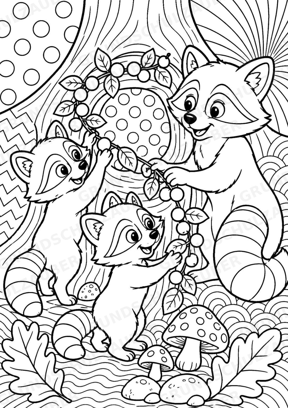 Waschbär POP Art Ausmalbilder 15 Malvorlagen – Materialseite 6