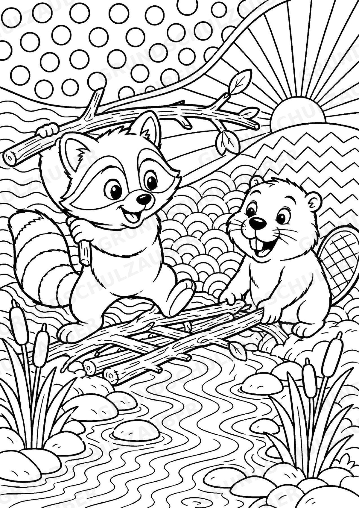 Waschbär POP Art Ausmalbilder 15 Malvorlagen – Materialseite 14