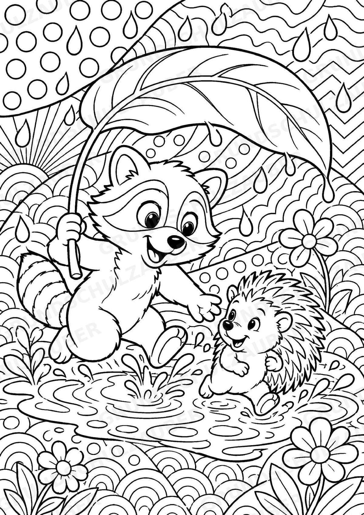Waschbär POP Art Ausmalbilder 15 Malvorlagen – Materialseite 16