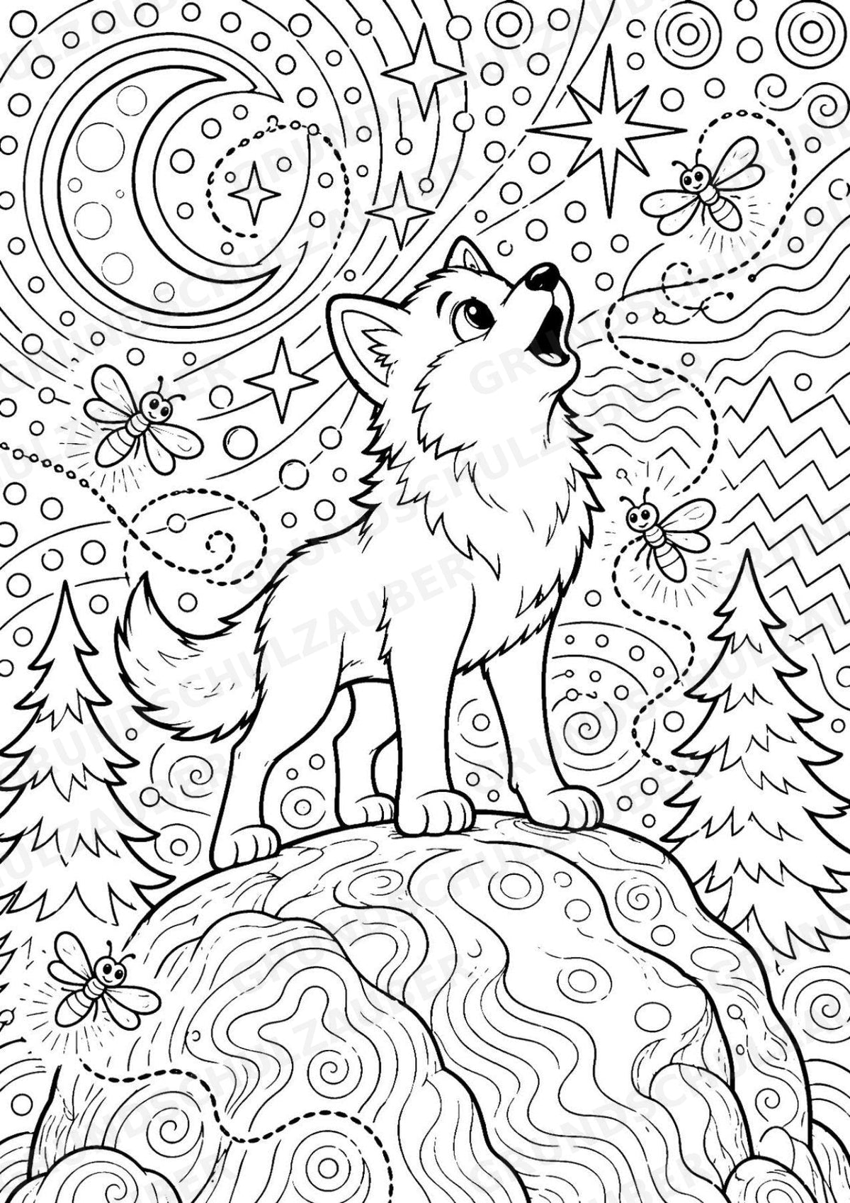 Wolf POP Art Ausmalbilder 15 Malvorlagen – Materialseite 5