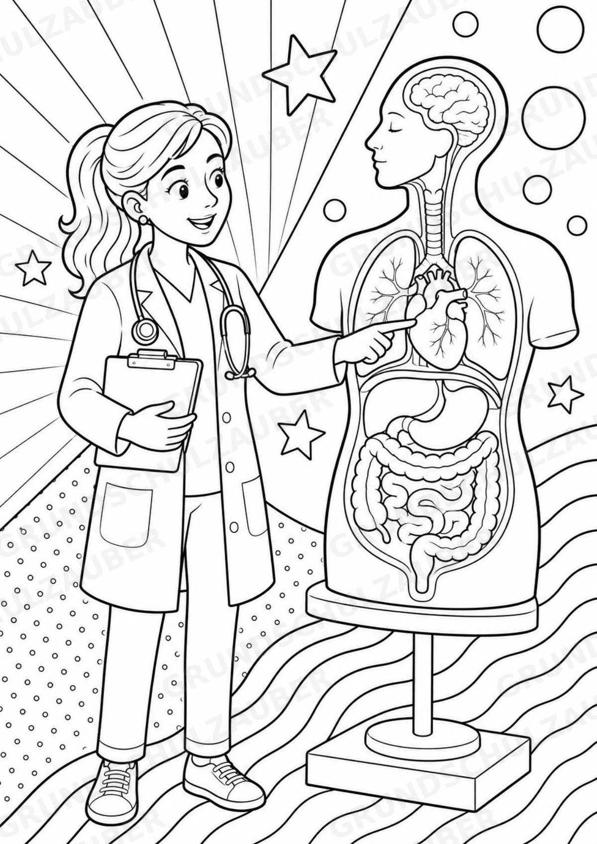 Anatomie Mensch POP Art Ausmalbilder 15 Malvorlagen – Materialseite 2