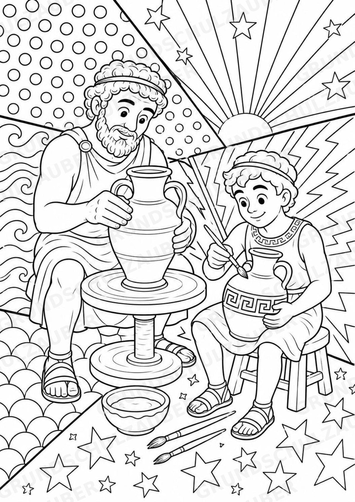 Antikes Griechenland POP Art Ausmalbilder 15 Malvorlagen – Materialseite 3