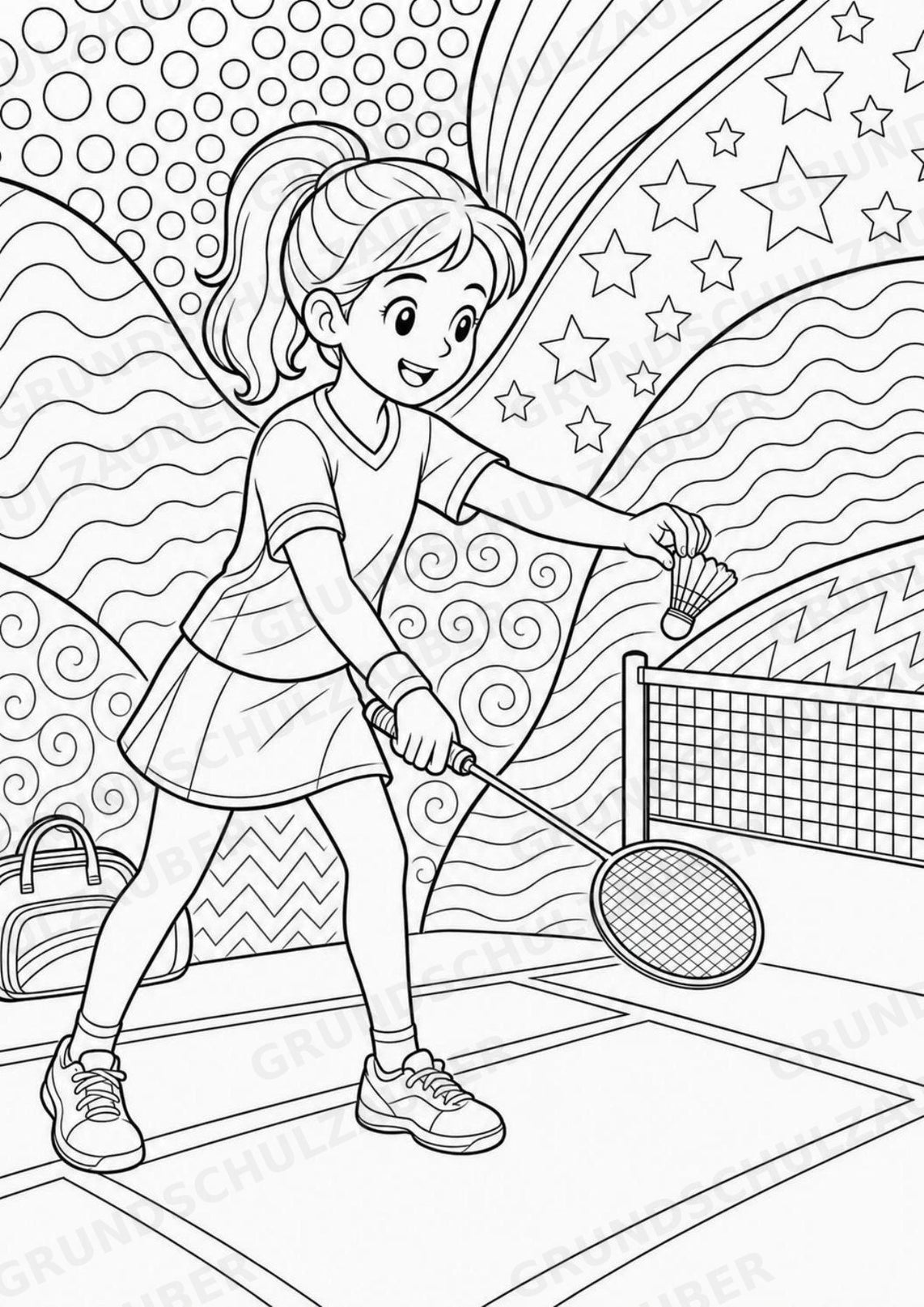 Badminton POP Art Ausmalbilder 15 Malvorlagen – Materialseite 5
