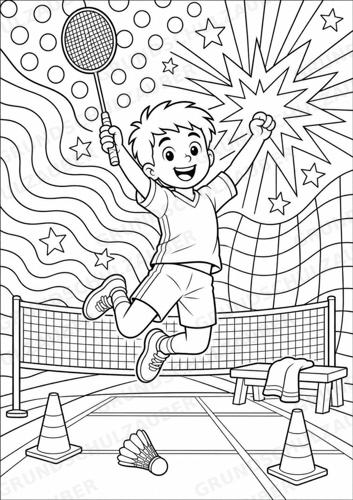 Badminton POP Art Ausmalbilder 15 Malvorlagen – Materialseite 13