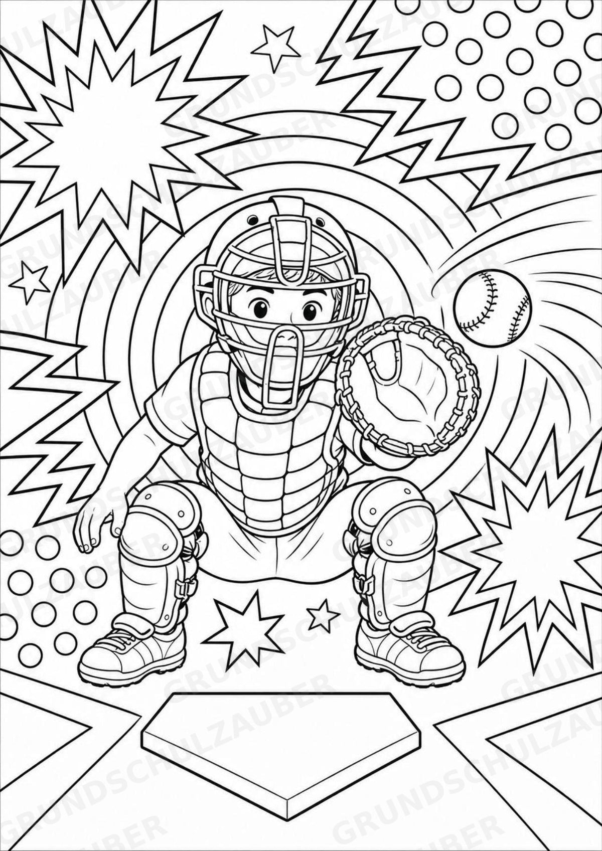 Baseball POP Art Ausmalbilder 15 Malvorlagen – Materialseite 5