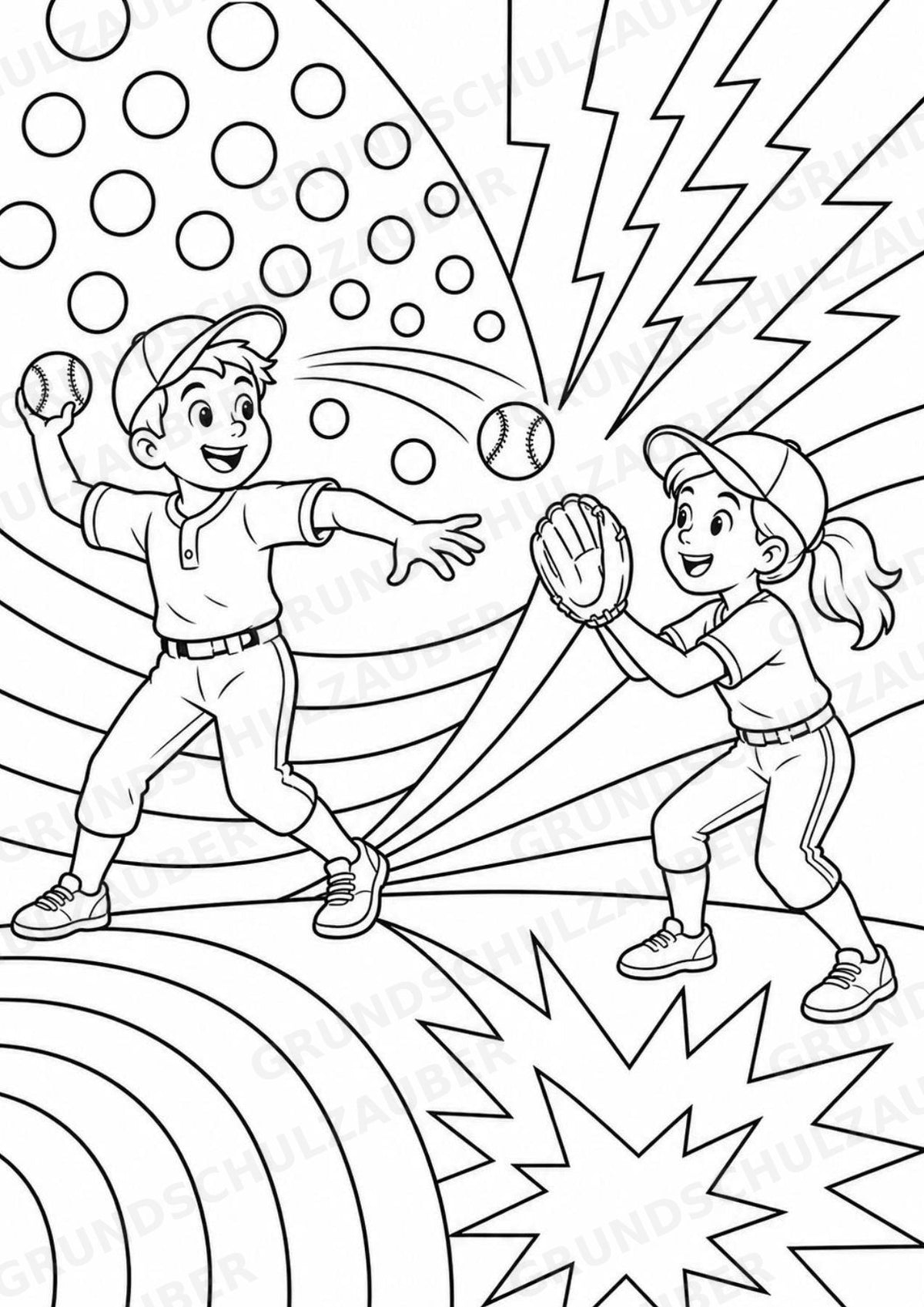 Baseball POP Art Ausmalbilder 15 Malvorlagen – Materialseite 12