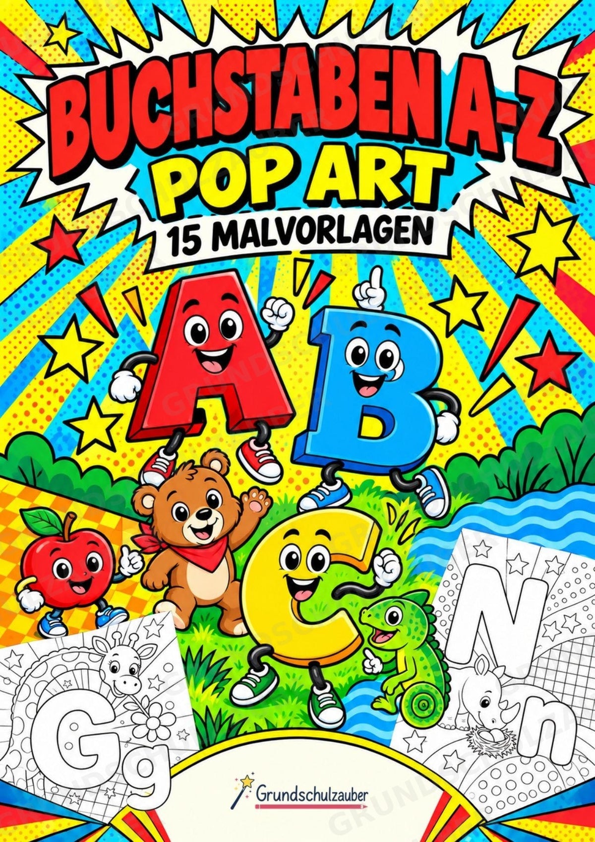 Buchstaben von A-Z POP Art Ausmalbilder 15 Malvorlagen – Cover
