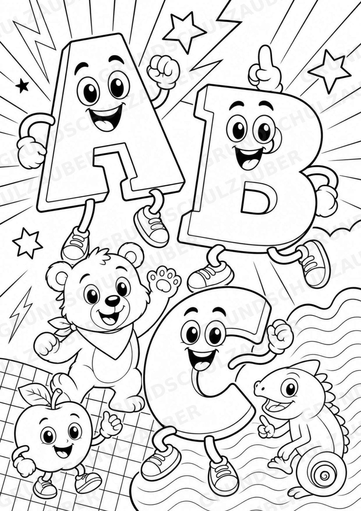 Buchstaben von A-Z POP Art Ausmalbilder 15 Malvorlagen – Materialseite 2