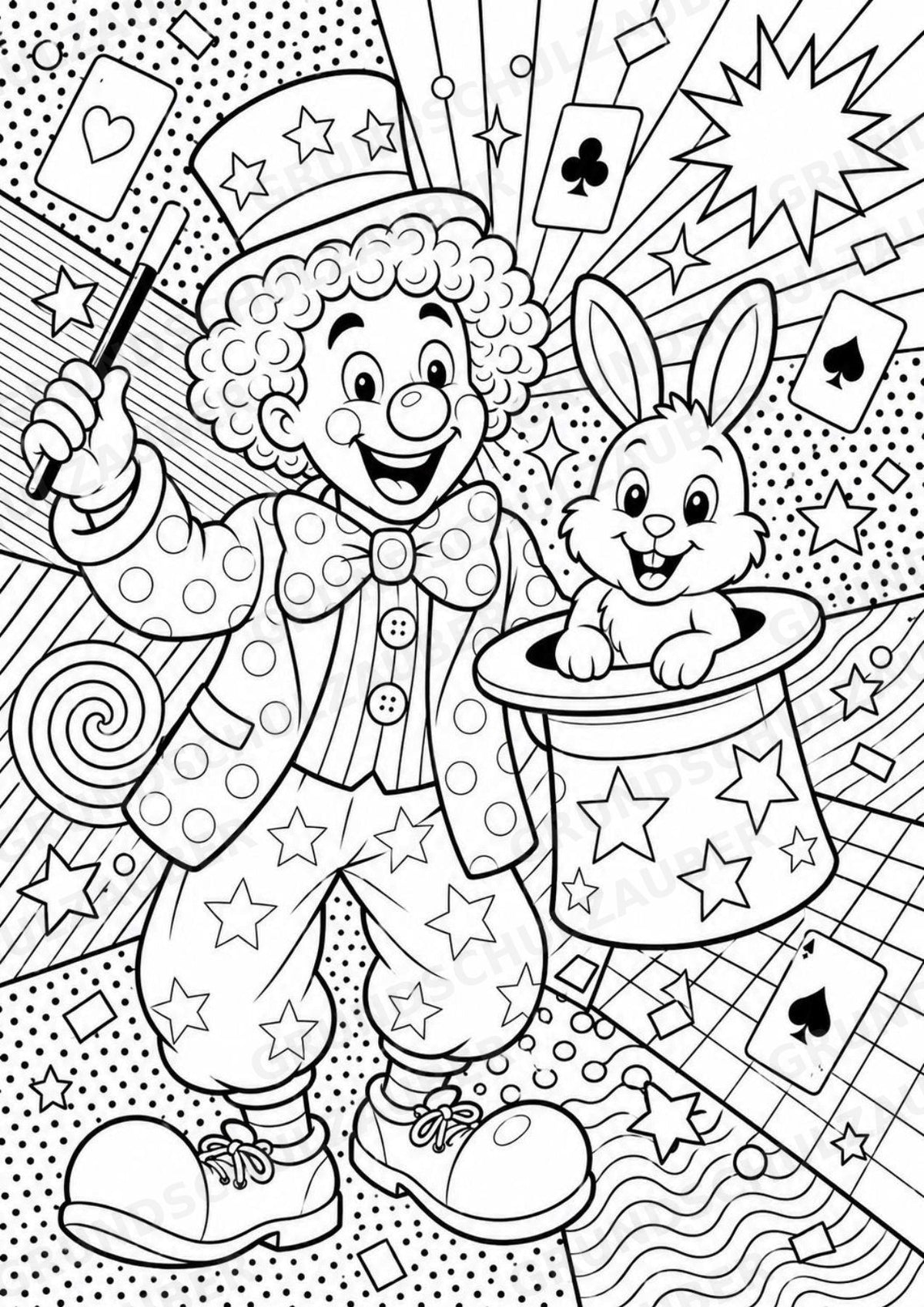 Clowns POP Art Ausmalbilder 15 Malvorlagen – Materialseite 5