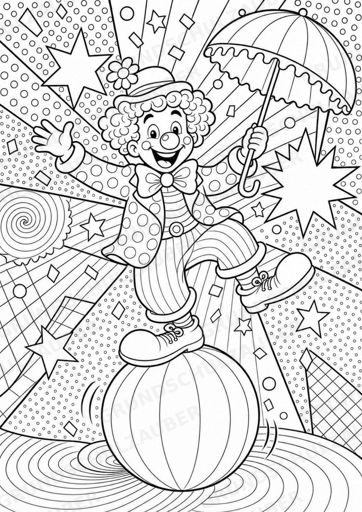 Clowns POP Art Ausmalbilder 15 Malvorlagen – Materialseite 7