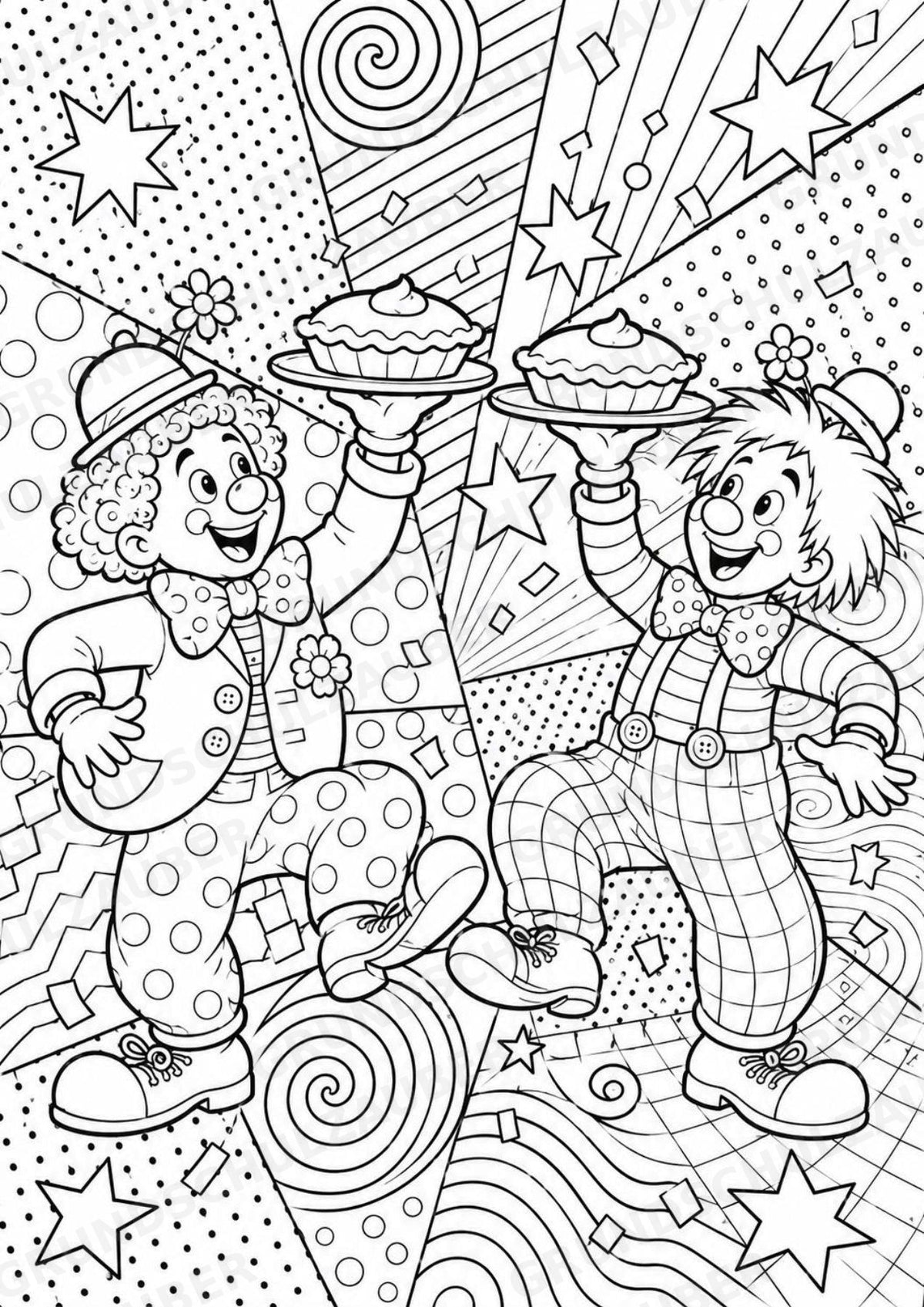 Clowns POP Art Ausmalbilder 15 Malvorlagen – Materialseite 13
