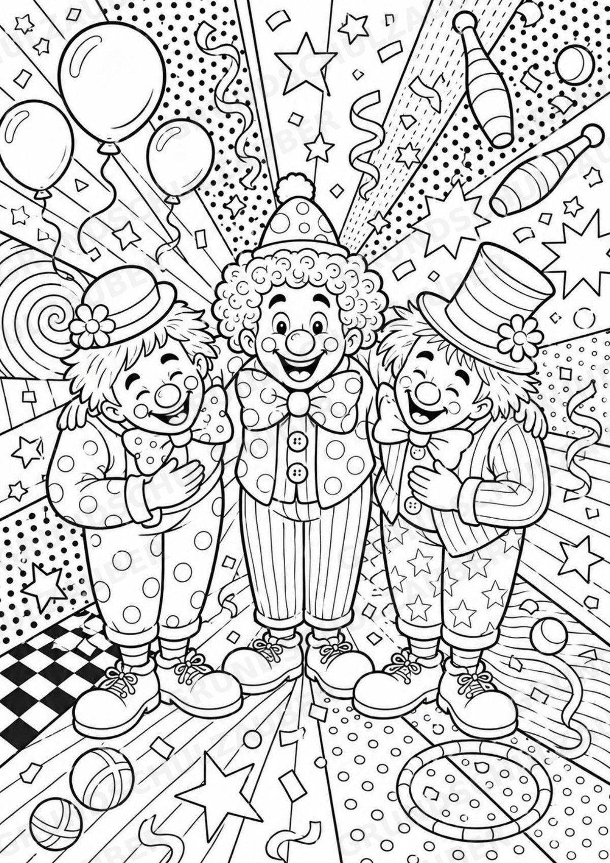 Clowns POP Art Ausmalbilder 15 Malvorlagen – Materialseite 16