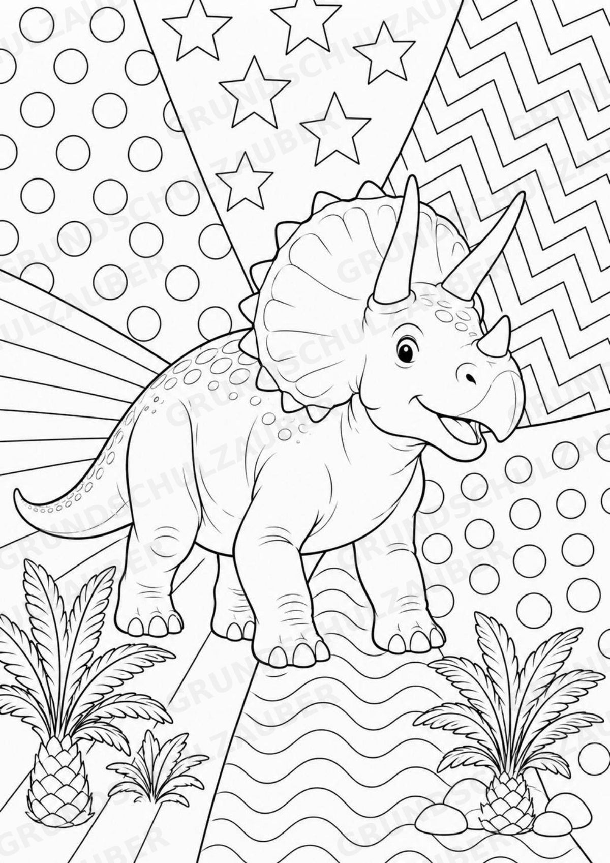 Dinosaurier POP Art Ausmalbilder 15 Malvorlagen – Materialseite 3