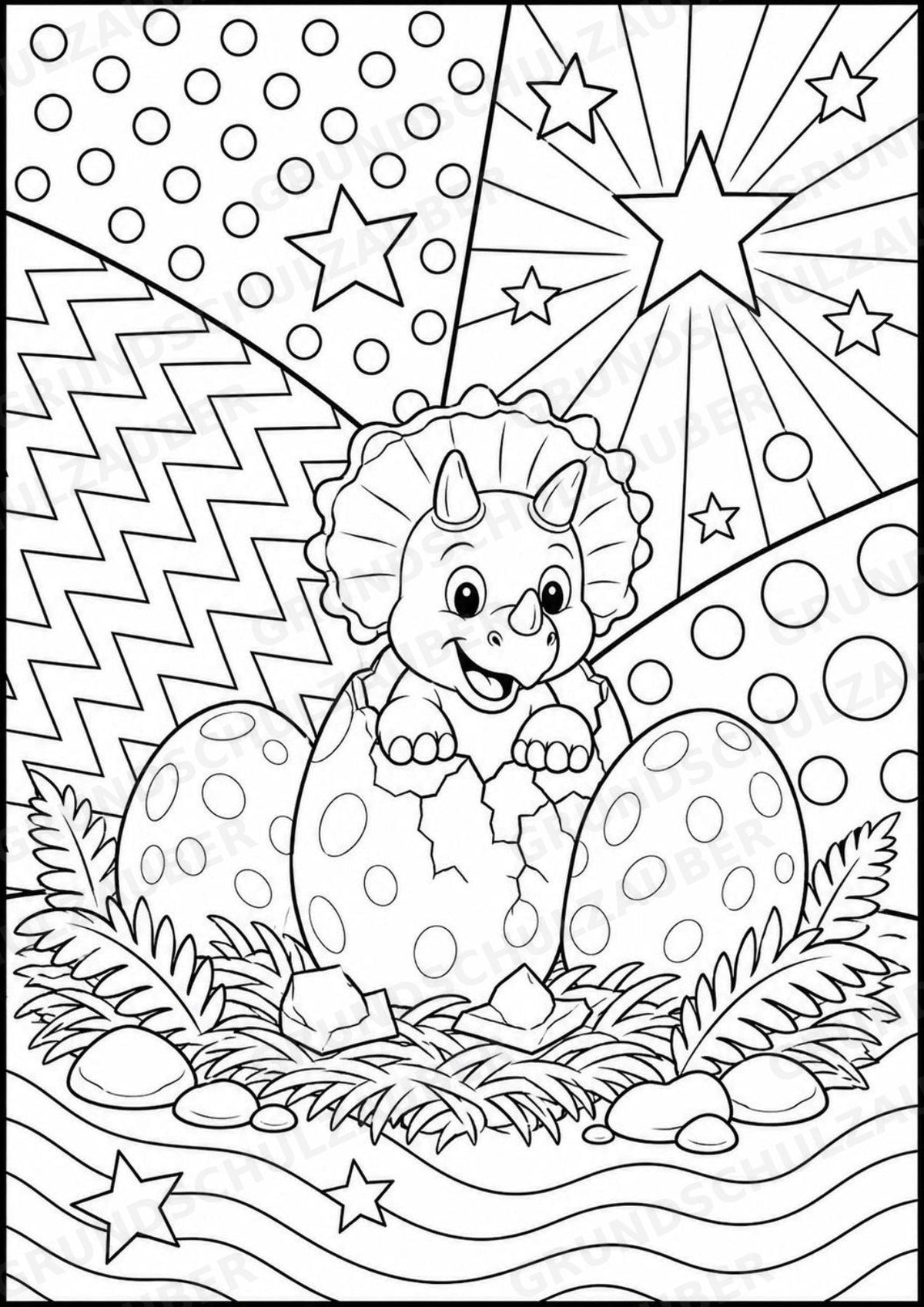 Dinosaurier POP Art Ausmalbilder 15 Malvorlagen – Materialseite 14