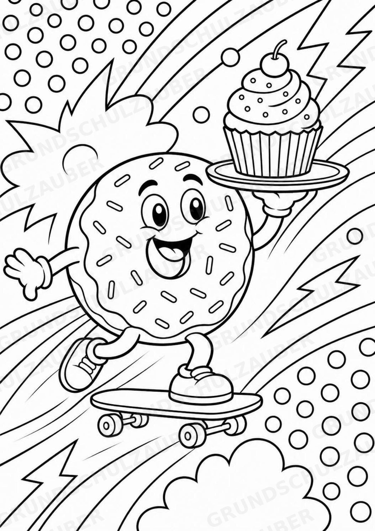 Donuts und Cupcakes POP Art Ausmalbilder 15 Malvorlagen – Materialseite 7