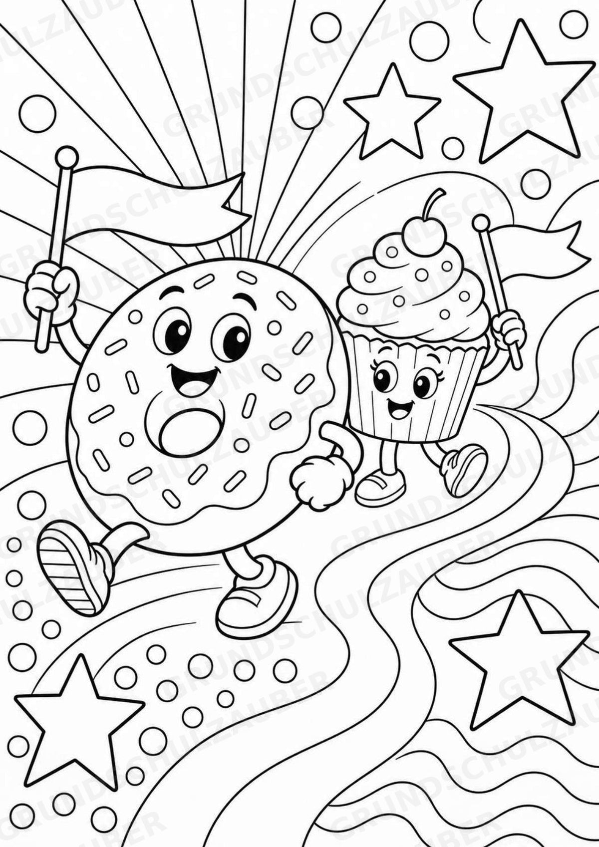 Donuts und Cupcakes POP Art Ausmalbilder 15 Malvorlagen – Materialseite 14